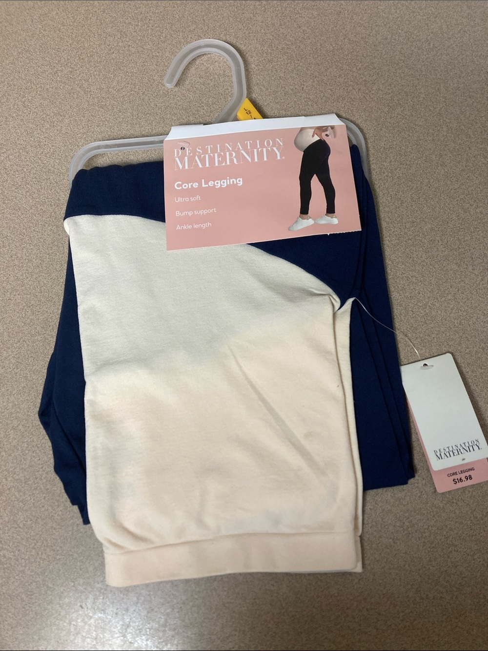 Destination Maternity Navy and Cream Maternity Core Leggings